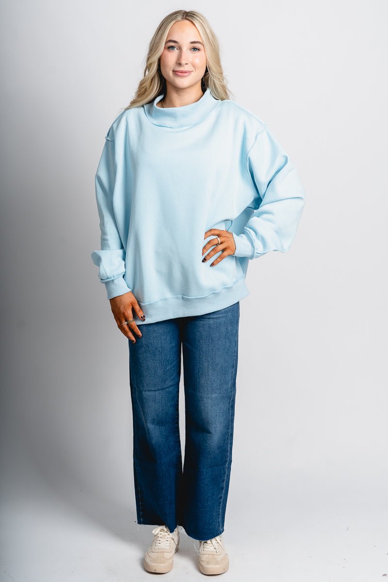 Mock neck sweatshirt light blue