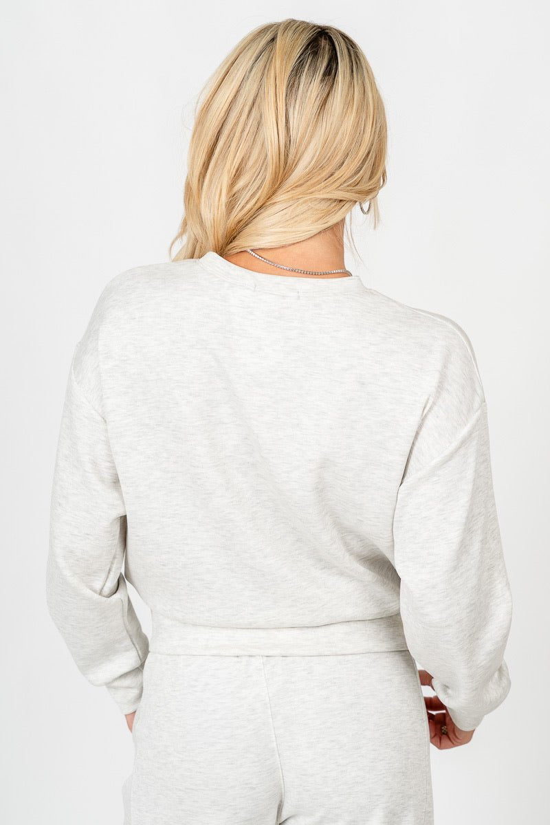 Techno twist long sleeve top ash grey