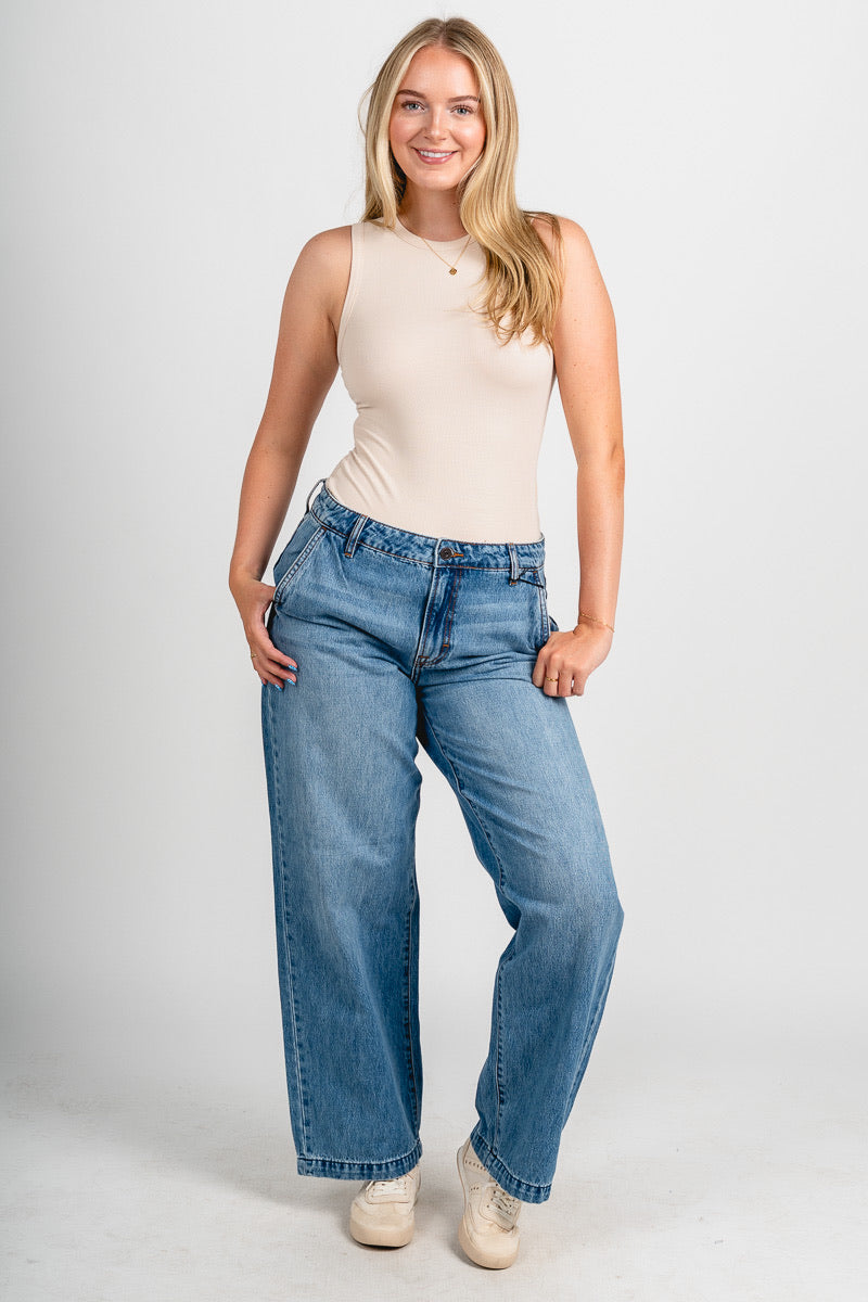 Hidden low rise baggy jeans medium denim