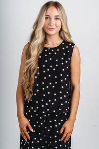 Polka dot tank top black - Affordable Tank Top - Boutique Tank Tops at Lush Fashion Lounge Boutique in Oklahoma City