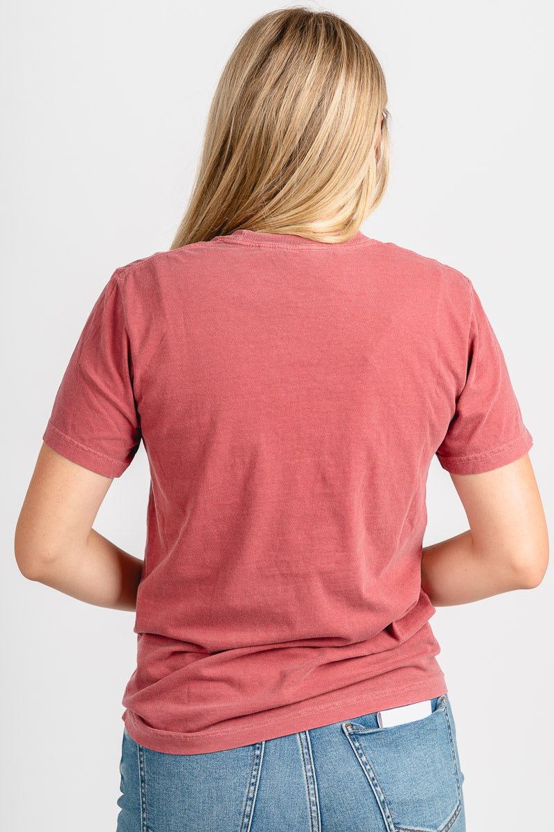 OU OU Sooners polka dot puff unisex t-shirt crimson T-shirt | Lush Fashion Lounge Trendy Oklahoma University Sooners Apparel & Cute Gameday T-Shirts