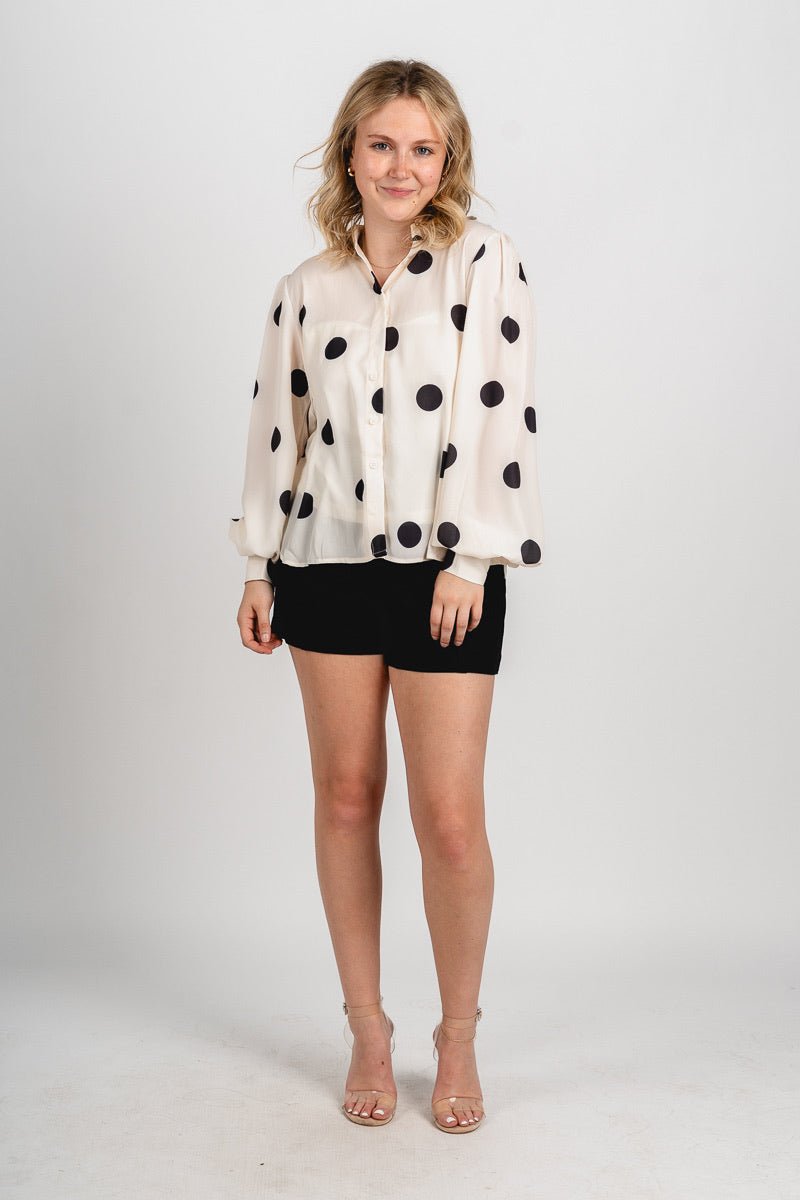 Polka dot blouse ivory/black