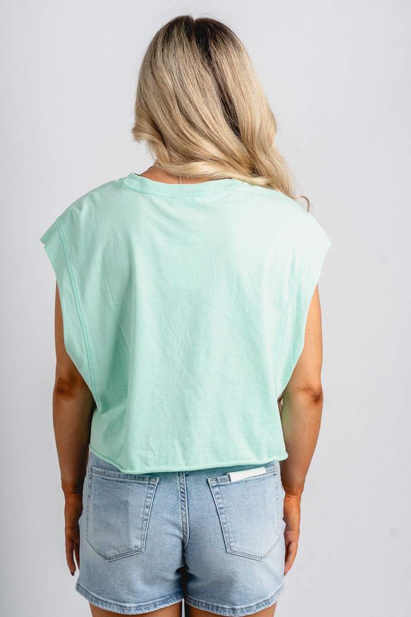 Boxy cap sleeve muscle tee mint