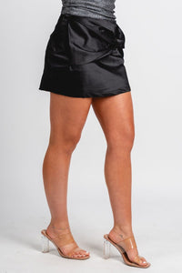 Bow front mini skirt black | Lush Fashion Lounge: boutique fashion skirts, affordable boutique skirts, cute affordable skirts