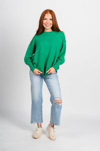 Ina crew neck sweater green - Trendy Sweaters | Cute Pullover Sweaters at Lush Fashion Lounge Boutique in Oklahoma City
