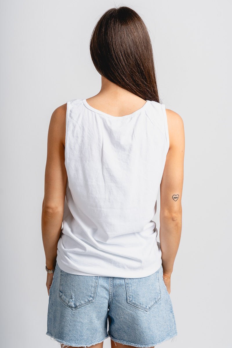 OKC established comfort color tank top white - Vintage OKC Basketball T-Shirts at Lush Fashion Lounge Boutique in Oklahoma City