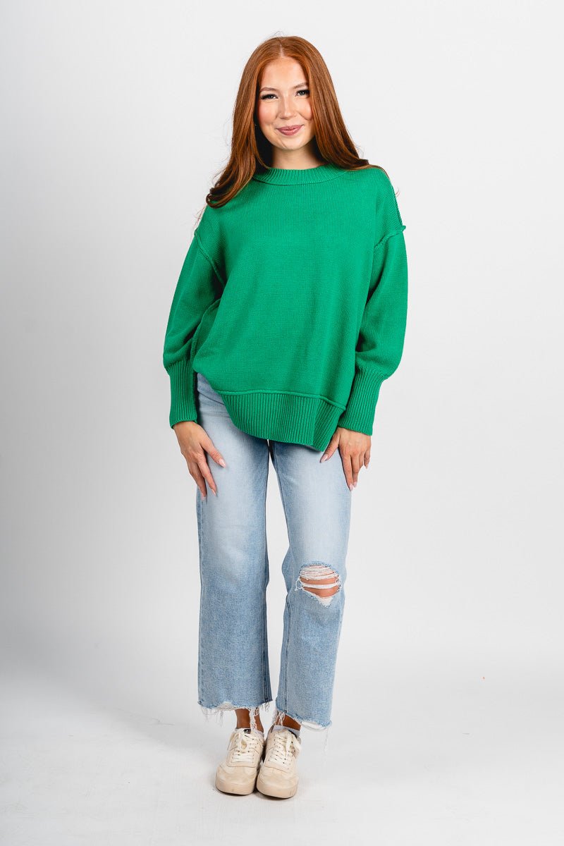 Ina crew neck sweater green – Unique Sweaters | Lounging Sweaters and Womens Fashion Sweaters at Lush Fashion Lounge Boutique in Oklahoma City
