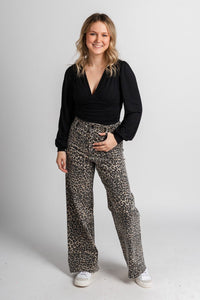 High rise leopard jeans brown | Lush Fashion Lounge: boutique women's jeans, fashion jeans for women, affordable fashion jeans, cute boutique jeans