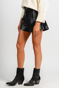 Faux leather shorts black - Affordable shorts - Boutique Shorts at Lush Fashion Lounge Boutique in Oklahoma City