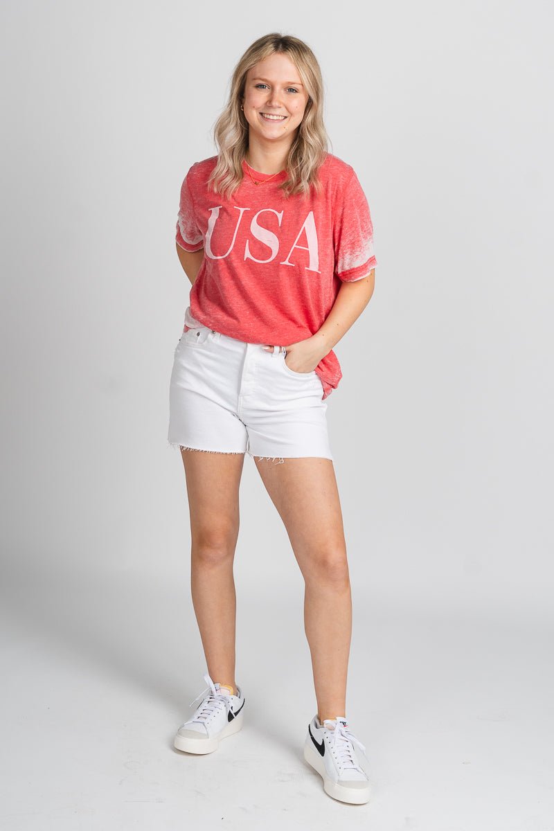 USA vogue acid wash t-shirt red - Fun T-shirts - Unique American Summer Ideas at Lush Fashion Lounge Boutique in Oklahoma