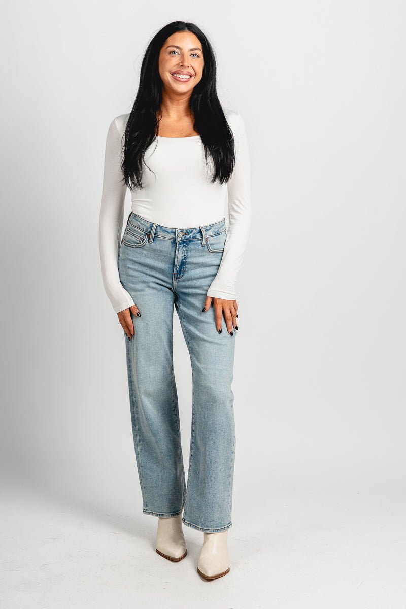 Hidden Ella mid rise classic straight jeans vintage blue | Lush Fashion Lounge: boutique women's jeans, fashion jeans for women, affordable fashion jeans, cute boutique jeans