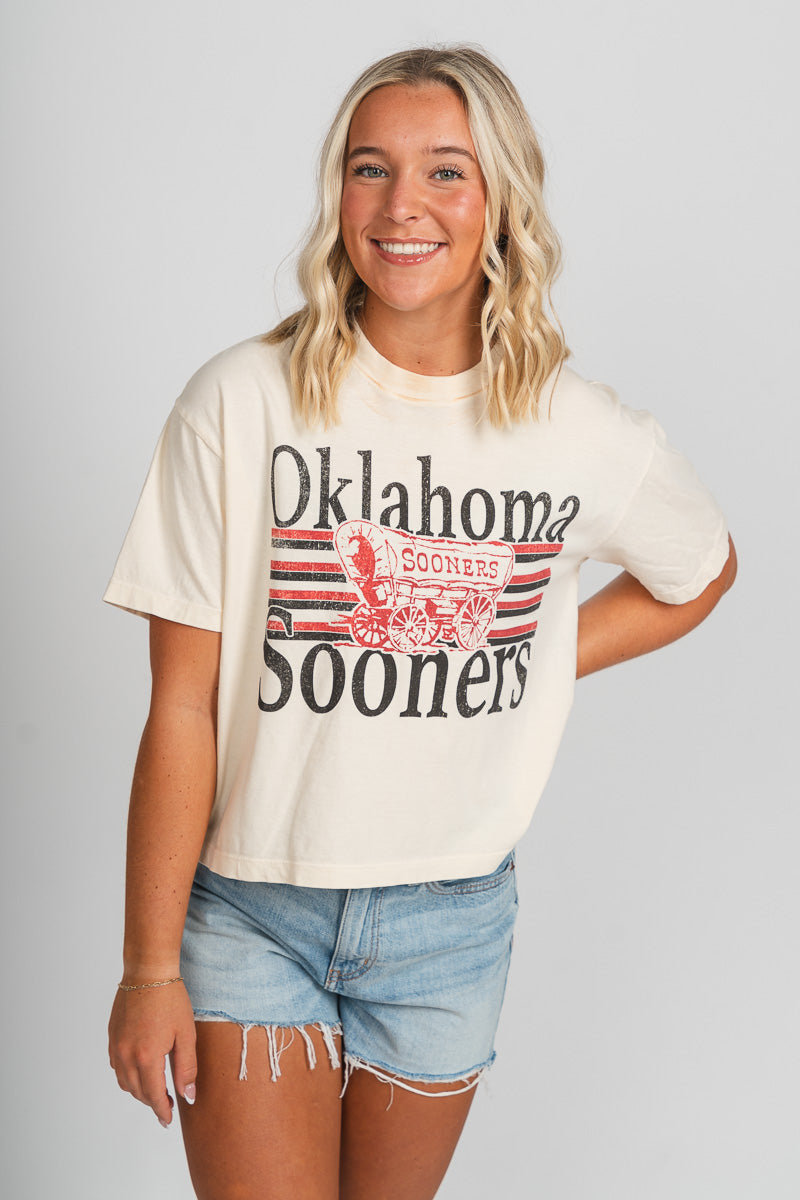 OU OU Sooners Schooner lines comfort color crop t-shirt natural T-shirt | Lush Fashion Lounge Trendy Oklahoma University Sooners Apparel & Cute Gameday T-Shirts
