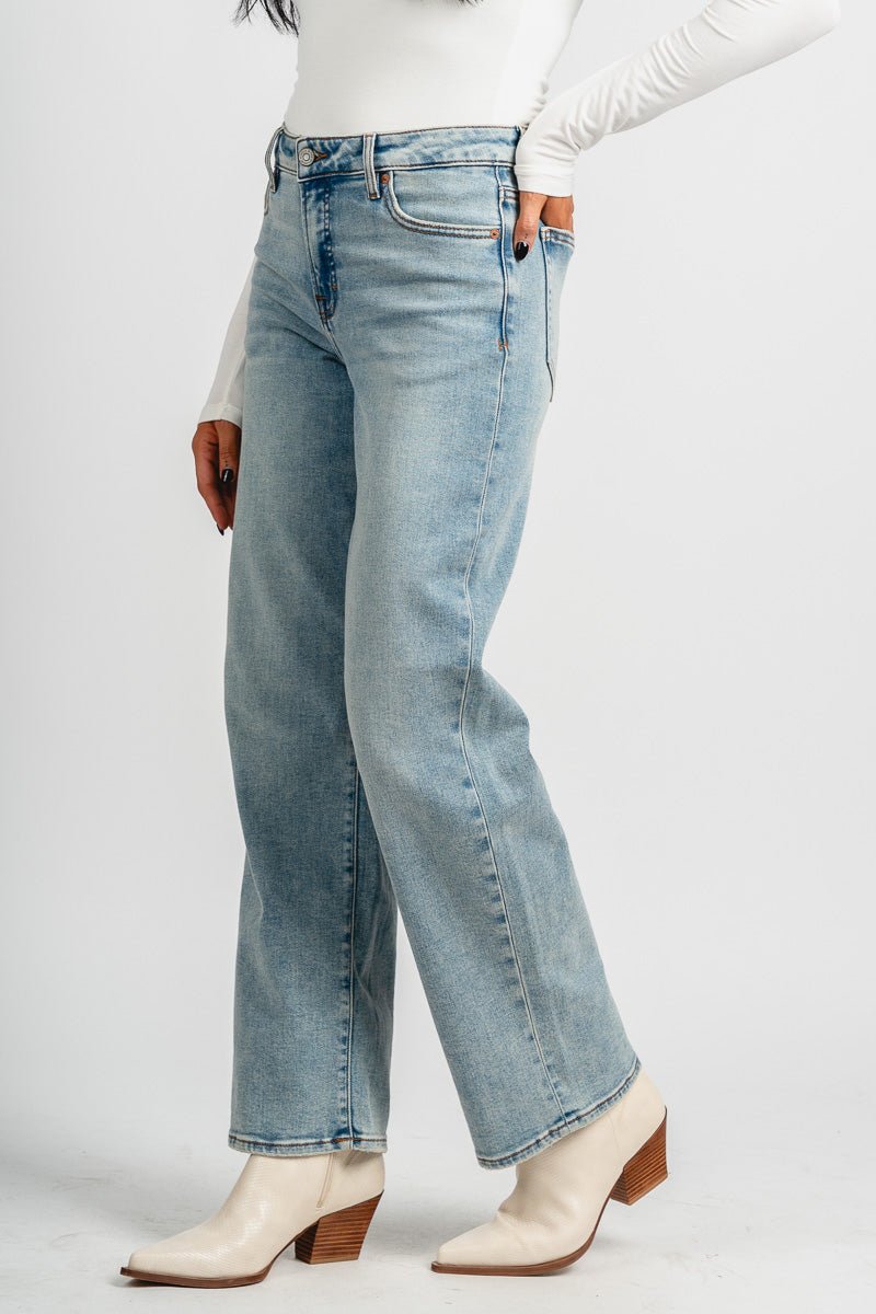 Hidden Ella mid rise classic straight jeans vintage blue | Lush Fashion Lounge: boutique women's jeans, fashion jeans for women, affordable fashion jeans, cute boutique jeans