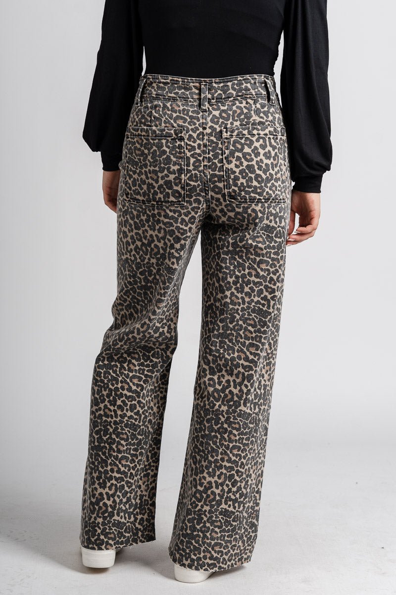 High rise leopard jeans brown | Lush Fashion Lounge: boutique women's jeans, fashion jeans for women, affordable fashion jeans, cute boutique jeans