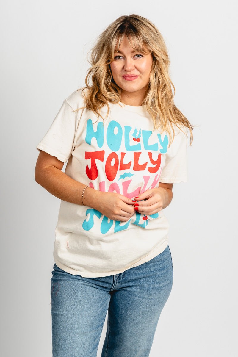 Holly Jolly repeater t-shirt off white