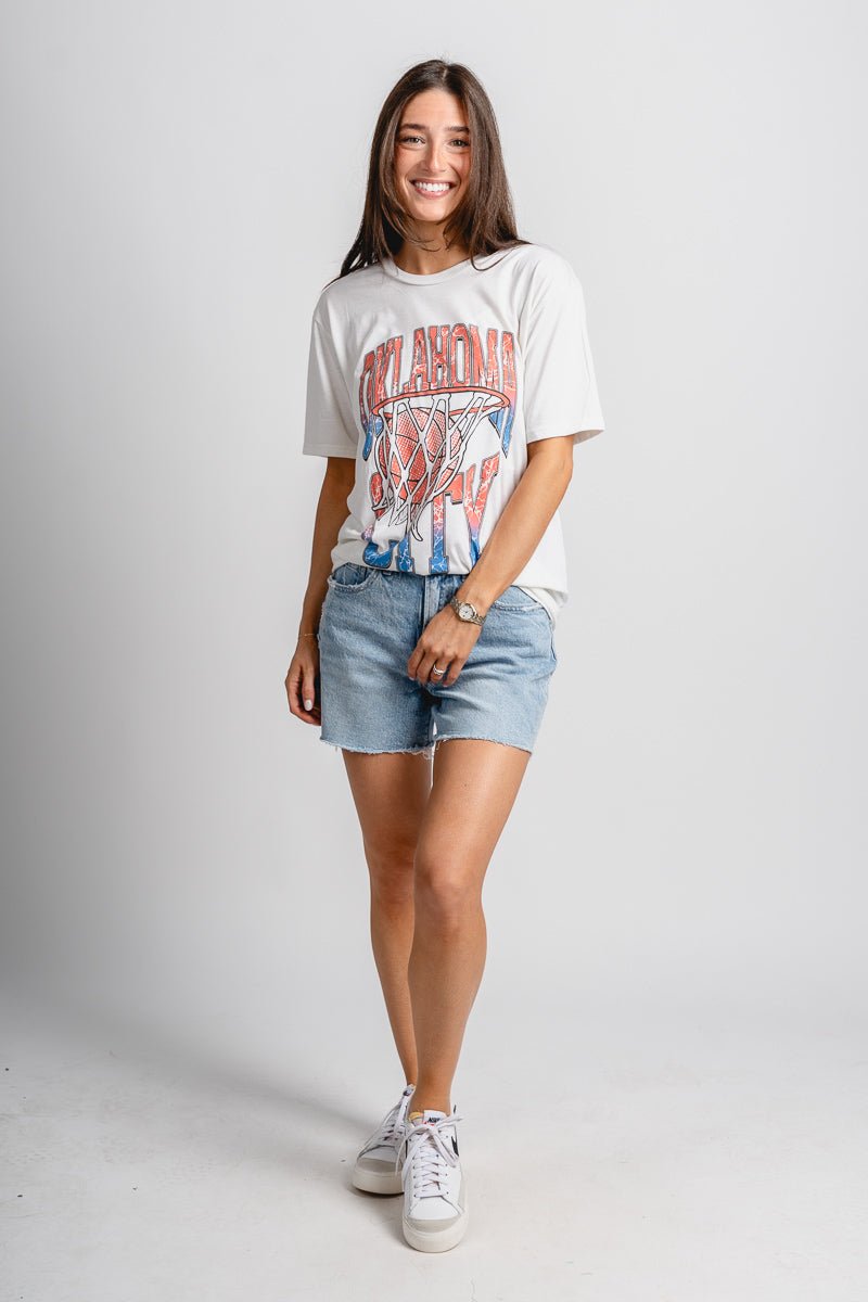 Oklahoma City basketball hoop t-shirt natural - Trendy OKC Thunder T-Shirts at Lush Fashion Lounge Boutique in Oklahoma City