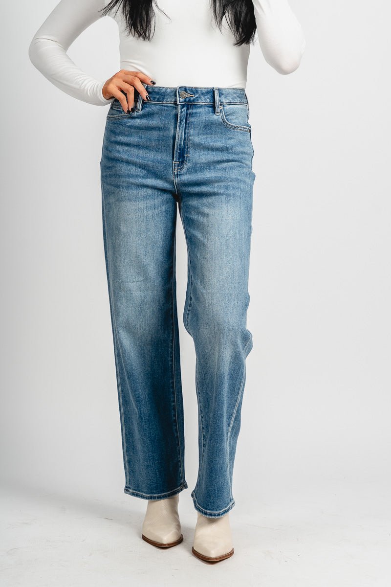 Hidden Tracy high rise straight jeans medium blue | Lush Fashion Lounge: boutique women's jeans, fashion jeans for women, affordable fashion jeans, cute boutique jeans