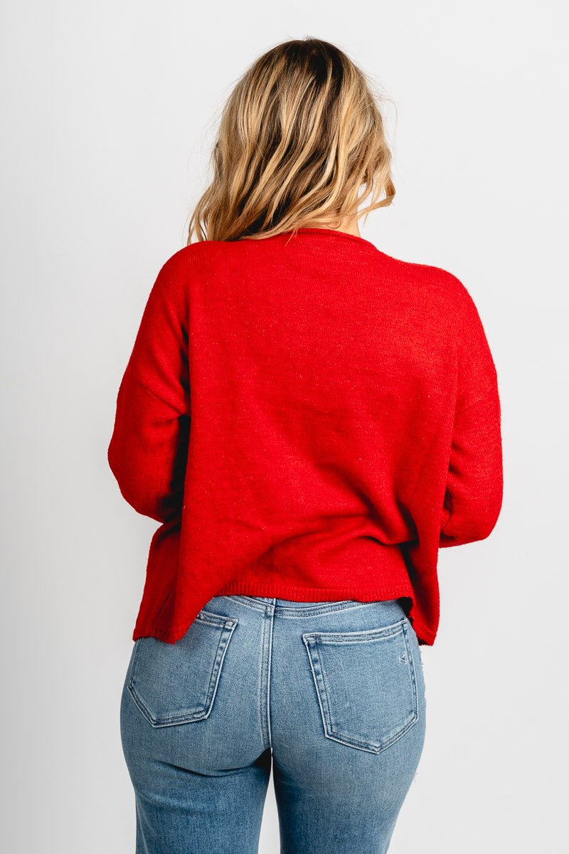 Button down sweater cardigan red