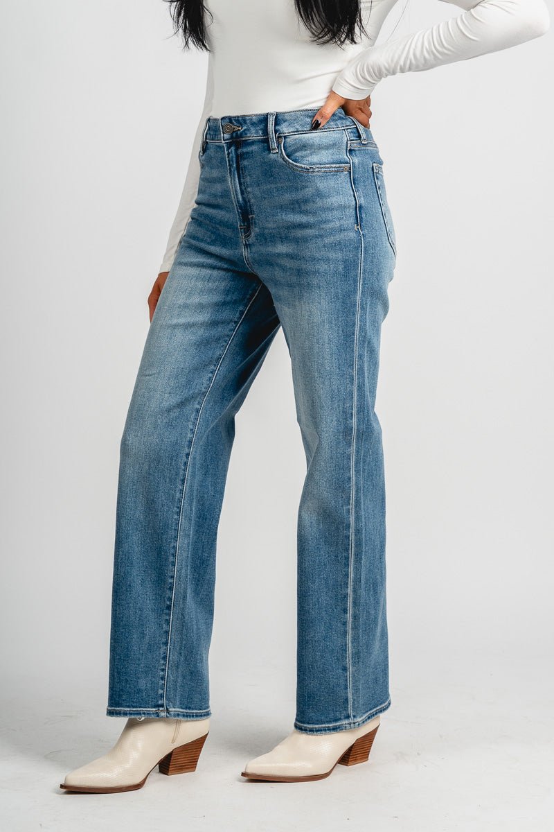 Hidden Tracy high rise straight jeans medium blue | Lush Fashion Lounge: boutique women's jeans, fashion jeans for women, affordable fashion jeans, cute boutique jeans