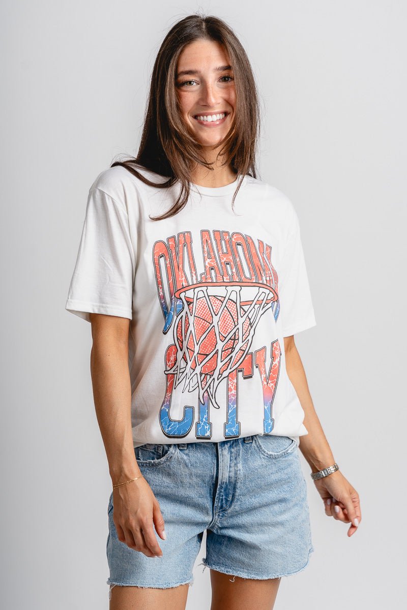 Oklahoma City basketball hoop t-shirt natural - Trendy Oklahoma City Basketball T-Shirts Lush Fashion Lounge Boutique in Oklahoma City