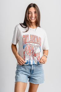 Oklahoma City basketball hoop t-shirt natural - Trendy OKC Apparel at Lush Fashion Lounge Boutique in Oklahoma City