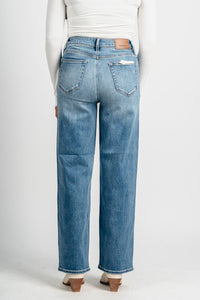 Hidden Tracy high rise straight jeans medium blue | Lush Fashion Lounge: boutique women's jeans, fashion jeans for women, affordable fashion jeans, cute boutique jeans