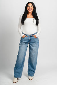 Hidden Alyx baggy jeans medium blue | Lush Fashion Lounge: boutique women's jeans, fashion jeans for women, affordable fashion jeans, cute boutique jeans