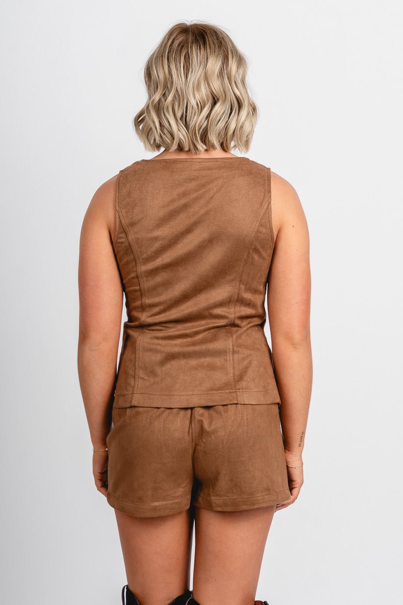 Suede vest mocha