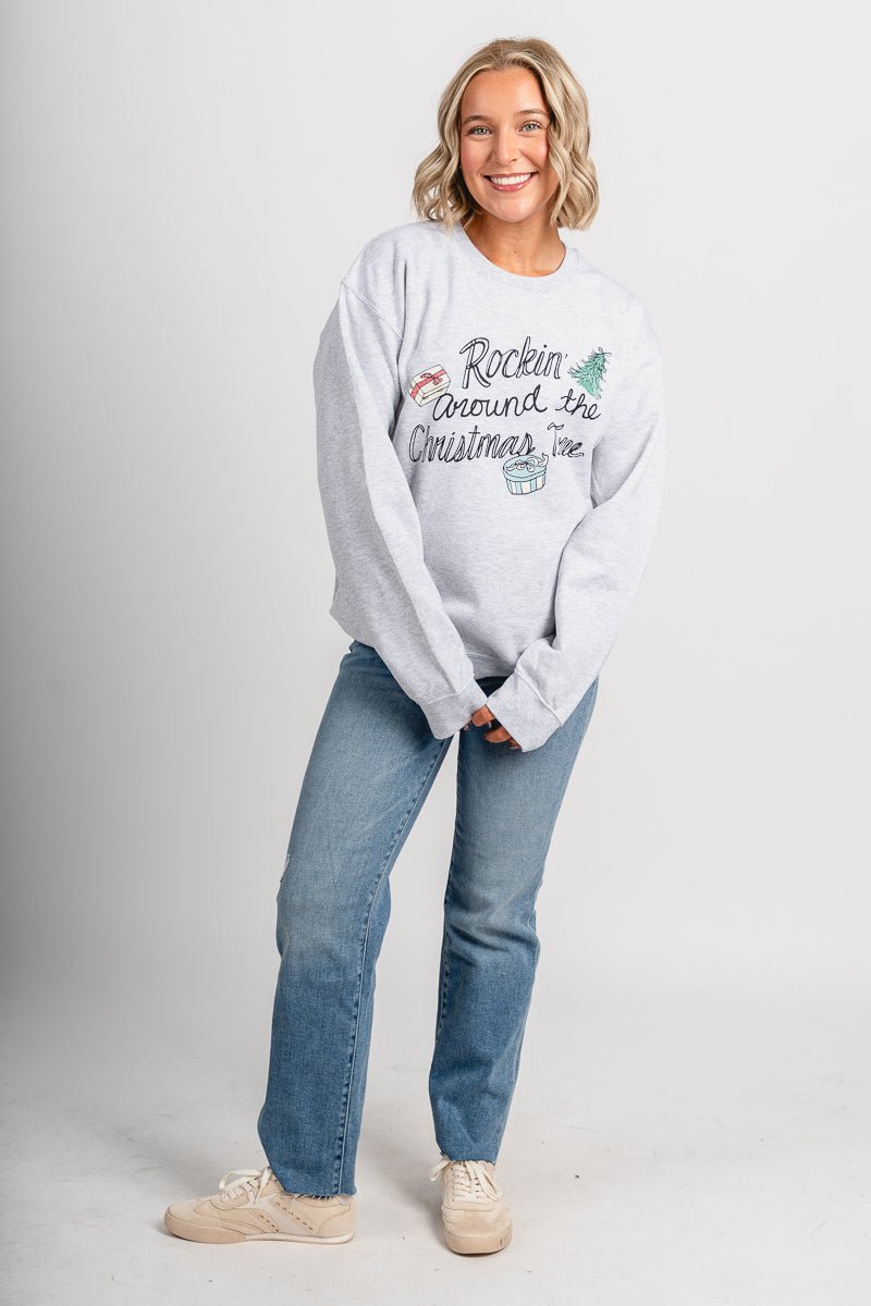 Rockin' around the Christmas tree sweatshirt ash