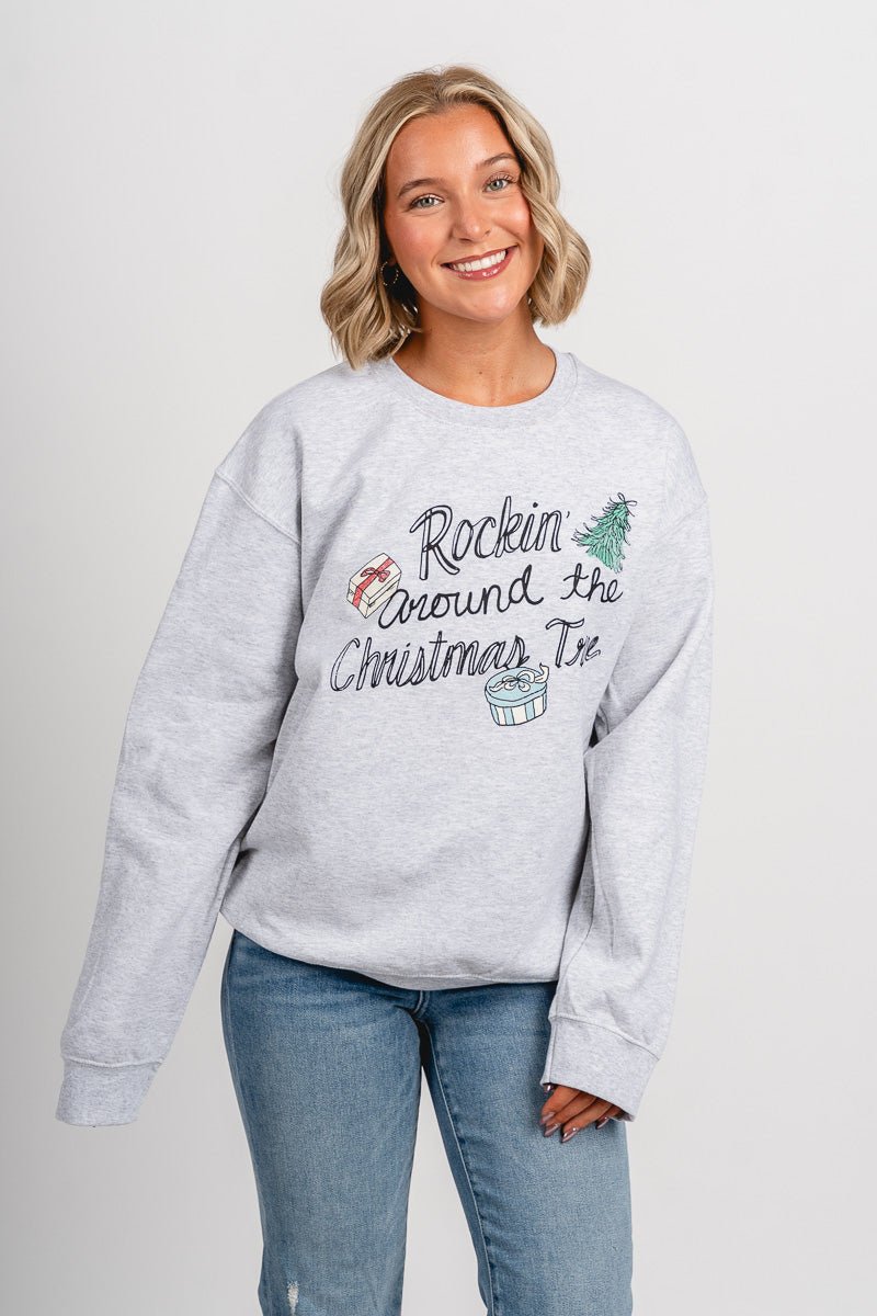 Rockin' around the Christmas tree sweatshirt ash