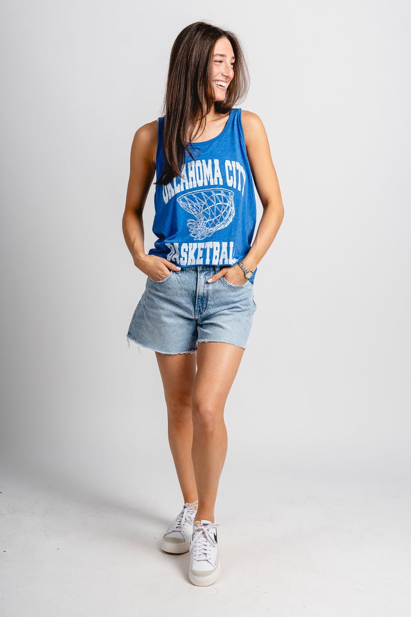 OKC basketball swish bro tank top royal - Trendy OKC Thunder T-Shirts at Lush Fashion Lounge Boutique in Oklahoma City