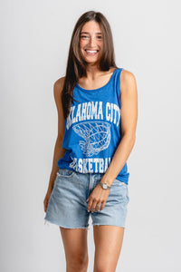 OKC basketball swish bro tank top royal - Trendy OKC Apparel at Lush Fashion Lounge Boutique in Oklahoma City