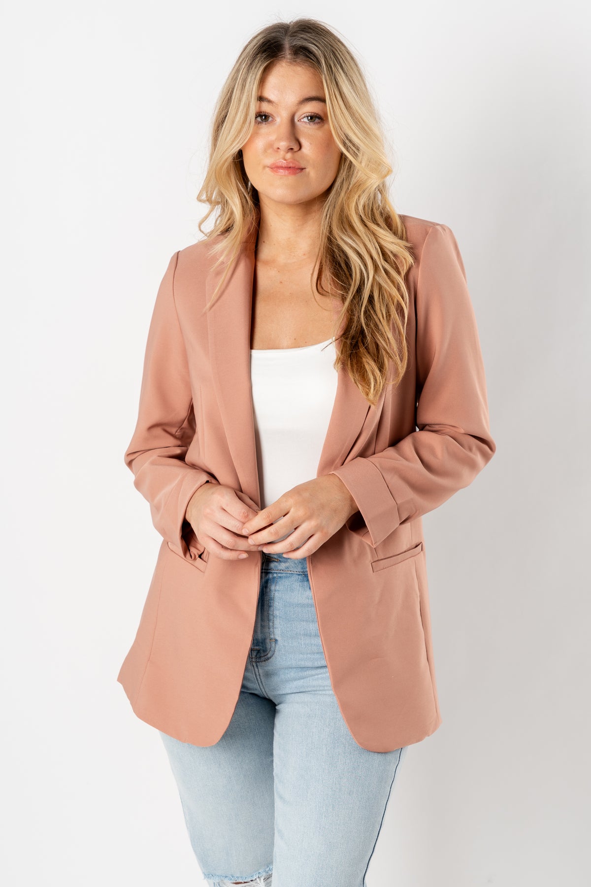 Boyfriend blazer wood pink – Trendy Jackets | Cute Fashion Blazers at Lush Fashion Lounge Boutique in Oklahoma City