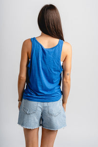 OKC basketball swish bro tank top royal - Vintage OKC Basketball T-Shirts at Lush Fashion Lounge Boutique in Oklahoma City