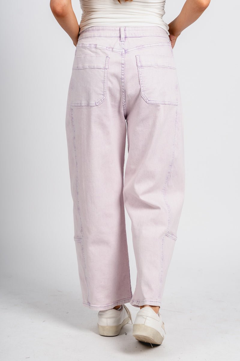 High rise barrel jeans lilac | Lush Fashion Lounge: boutique women's jeans, fashion jeans for women, affordable fashion jeans, cute boutique jeans
