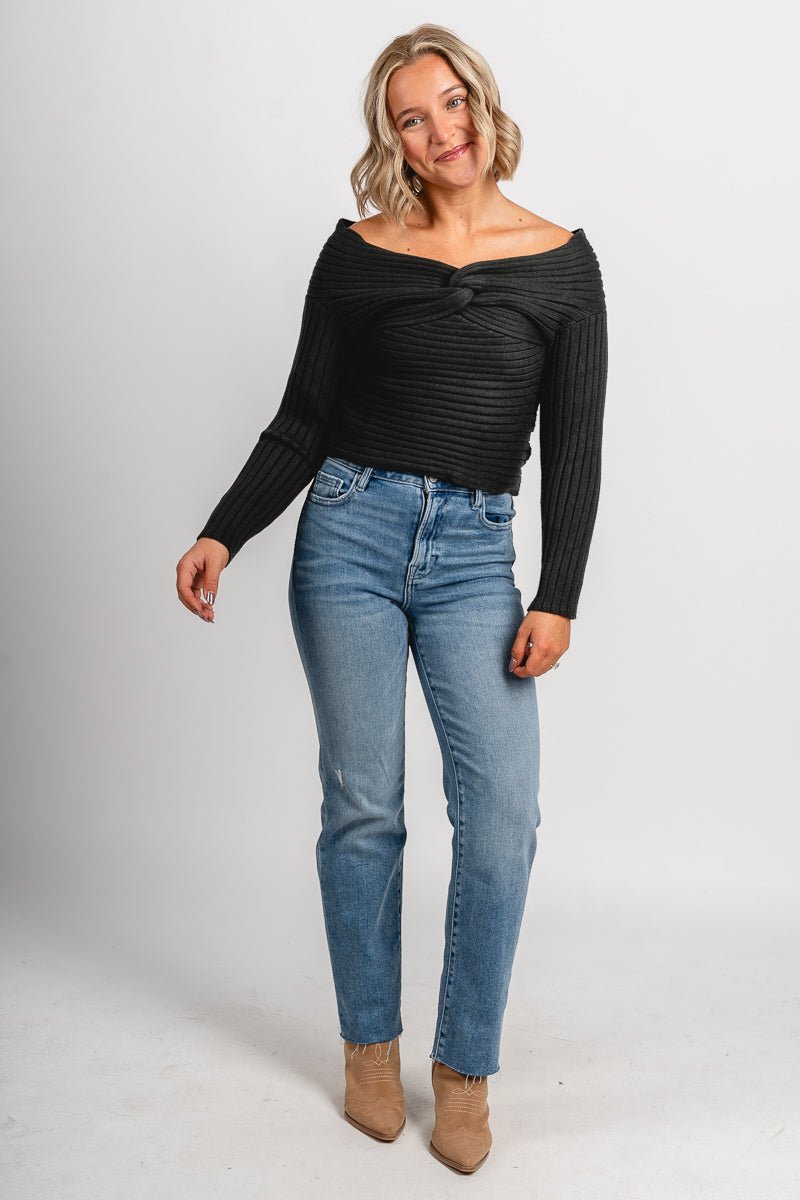 Off shoulder ribbed sweater green – Unique Sweaters | Lounging Sweaters and Womens Fashion Sweaters at Lush Fashion Lounge Boutique in Oklahoma City