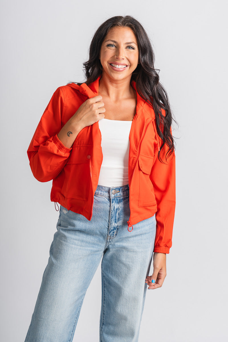 Windbreaker zip jacket tomato – Fashionable Jackets | Trendy Blazers at Lush Fashion Lounge Boutique in Oklahoma City