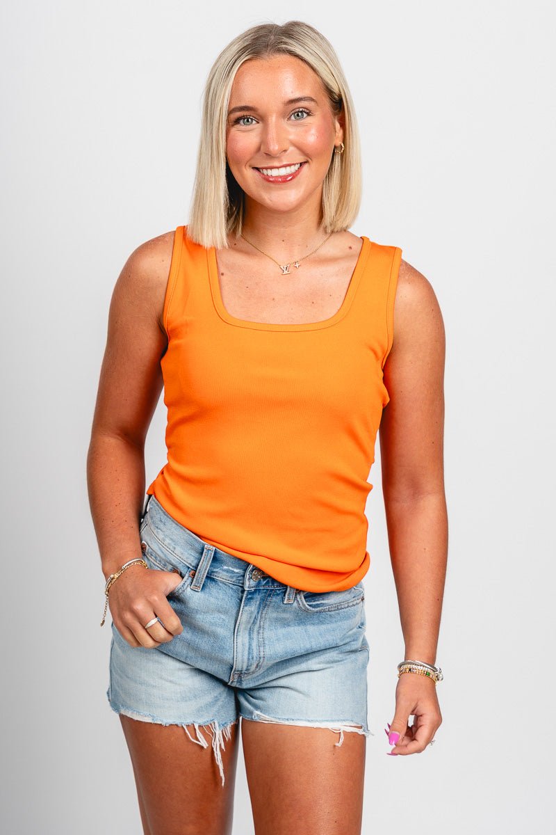 Scoop neck tank top orange - Cute tank top - Trendy Tank Tops at Lush Fashion Lounge Boutique in Oklahoma City