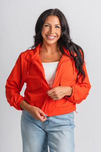 Windbreaker zip jacket tomato – Trendy Jackets | Cute Fashion Blazers at Lush Fashion Lounge Boutique in Oklahoma City