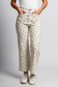 Ditsy floral pocket jeans ivory | Lush Fashion Lounge: boutique women's jeans, fashion jeans for women, affordable fashion jeans, cute boutique jeans