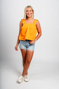 Ruffle strap tank top orange - Trendy OKC Thunder T-Shirts at Lush Fashion Lounge Boutique in Oklahoma City
