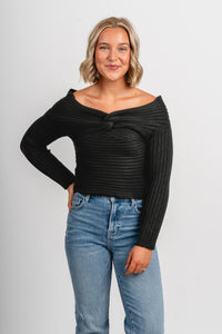 Off shoulder ribbed sweater green – Stylish Sweaters | Boutique Sweaters at Lush Fashion Lounge Boutique in Oklahoma City