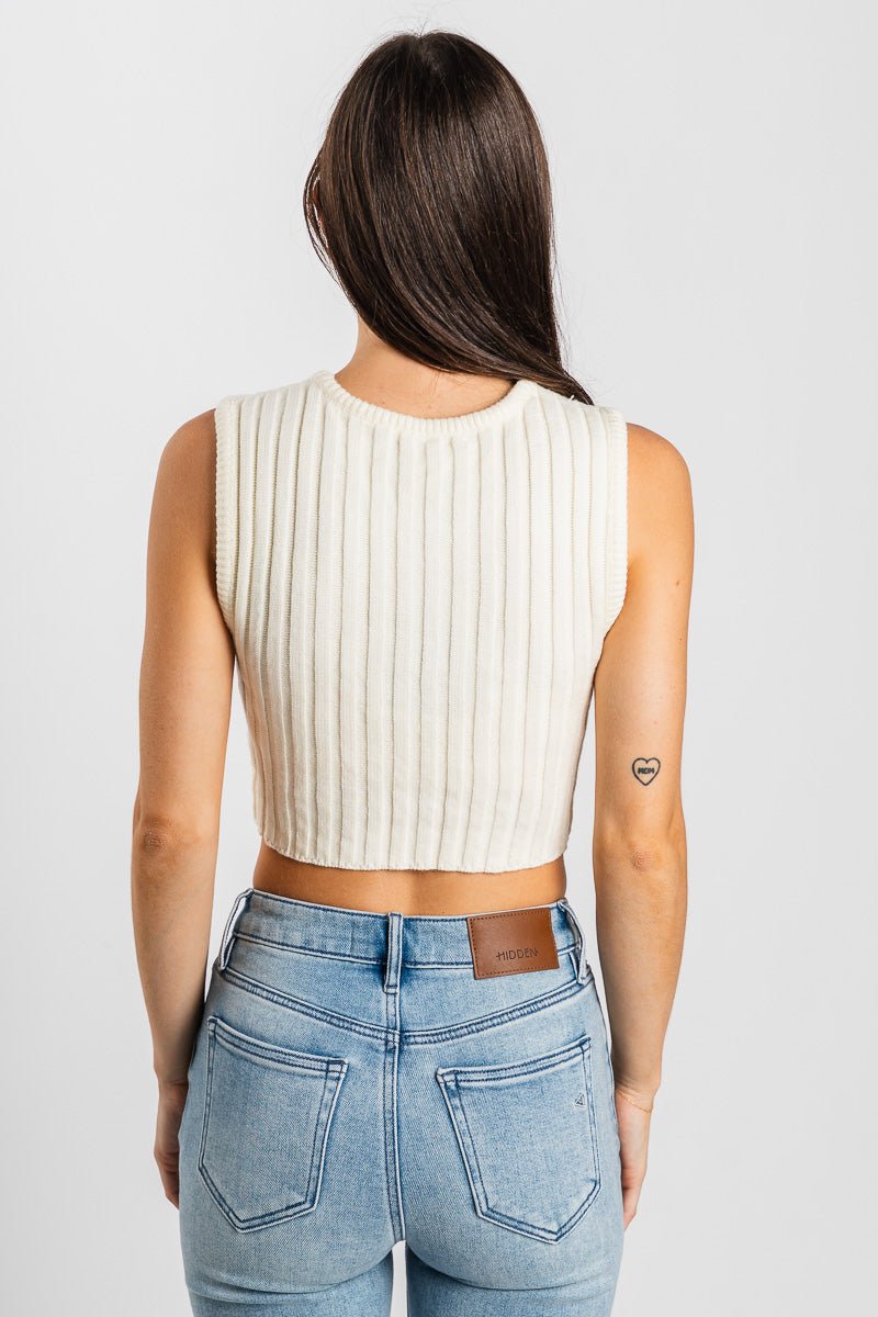 Asymmetrical sweater tank top white