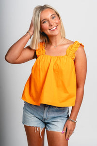 Ruffle strap tank top orange - Cute tank top - Trendy Tank Tops at Lush Fashion Lounge Boutique in Oklahoma City