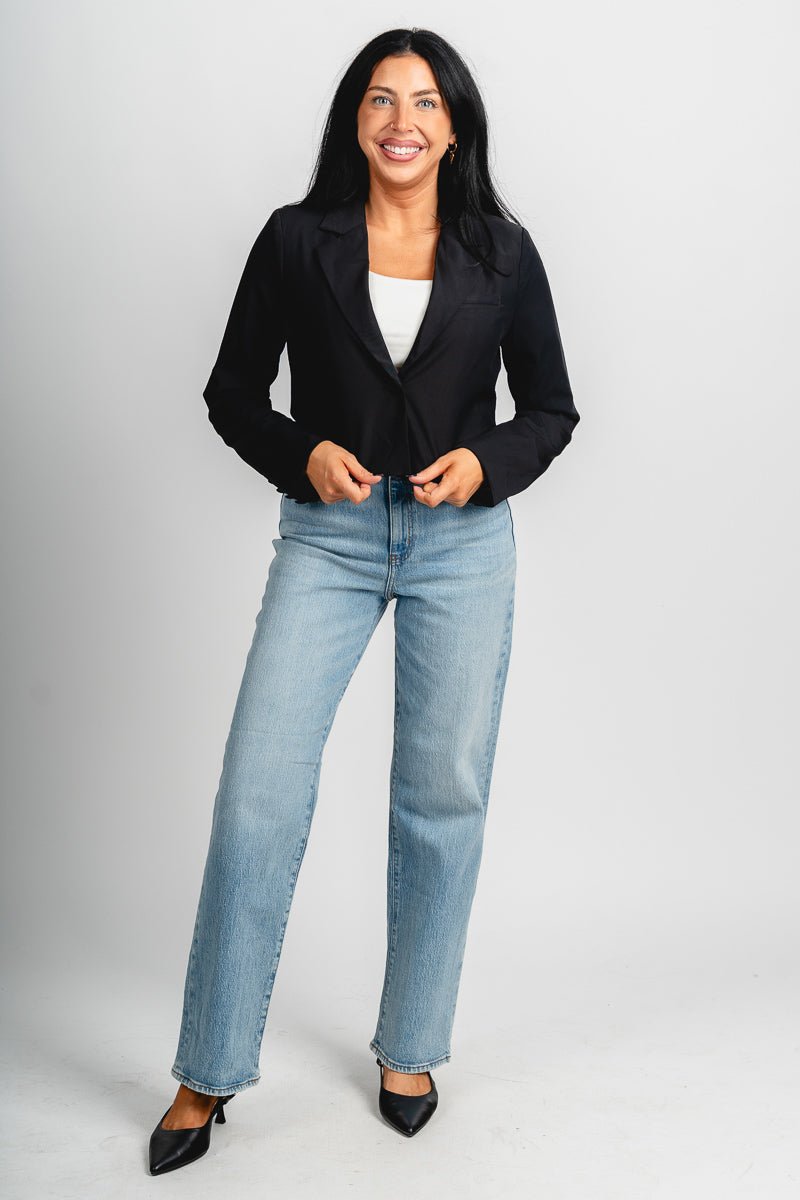 Cropped blazer black – Fashionable Jackets | Trendy Blazers at Lush Fashion Lounge Boutique in Oklahoma City