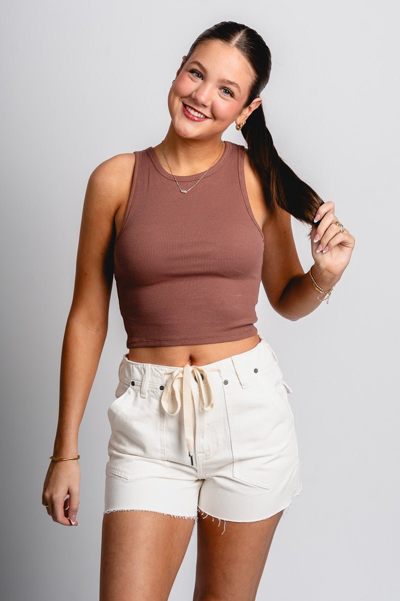 Hidden Alyx high rise pocket shorts pearl - Affordable Shorts - Boutique Shorts at Lush Fashion Lounge Boutique in Oklahoma City