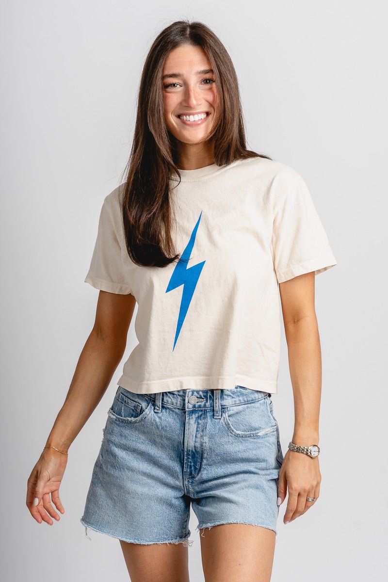 OKC just the bolt crop t-shirt - Trendy Oklahoma City Basketball T-Shirts Lush Fashion Lounge Boutique in Oklahoma City