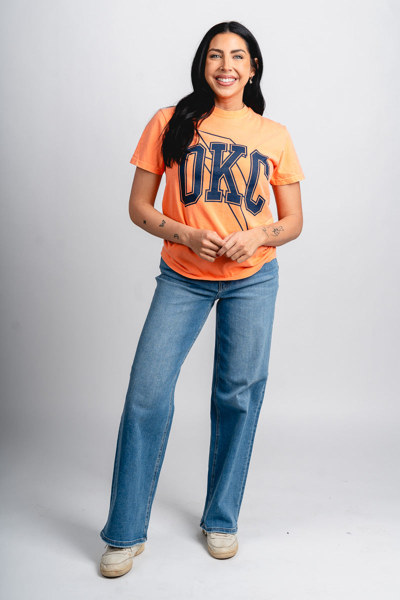 OKC basketball bolt gault comfort colors t-shirt orange - Trendy OKC Thunder T-Shirts at Lush Fashion Lounge Boutique in Oklahoma City