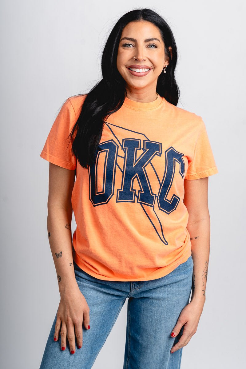 OKC basketball bolt gault comfort colors t-shirt orange - Trendy OKC Apparel at Lush Fashion Lounge Boutique in Oklahoma City