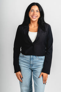 Cropped blazer black – Trendy Jackets | Cute Fashion Blazers at Lush Fashion Lounge Boutique in Oklahoma City
